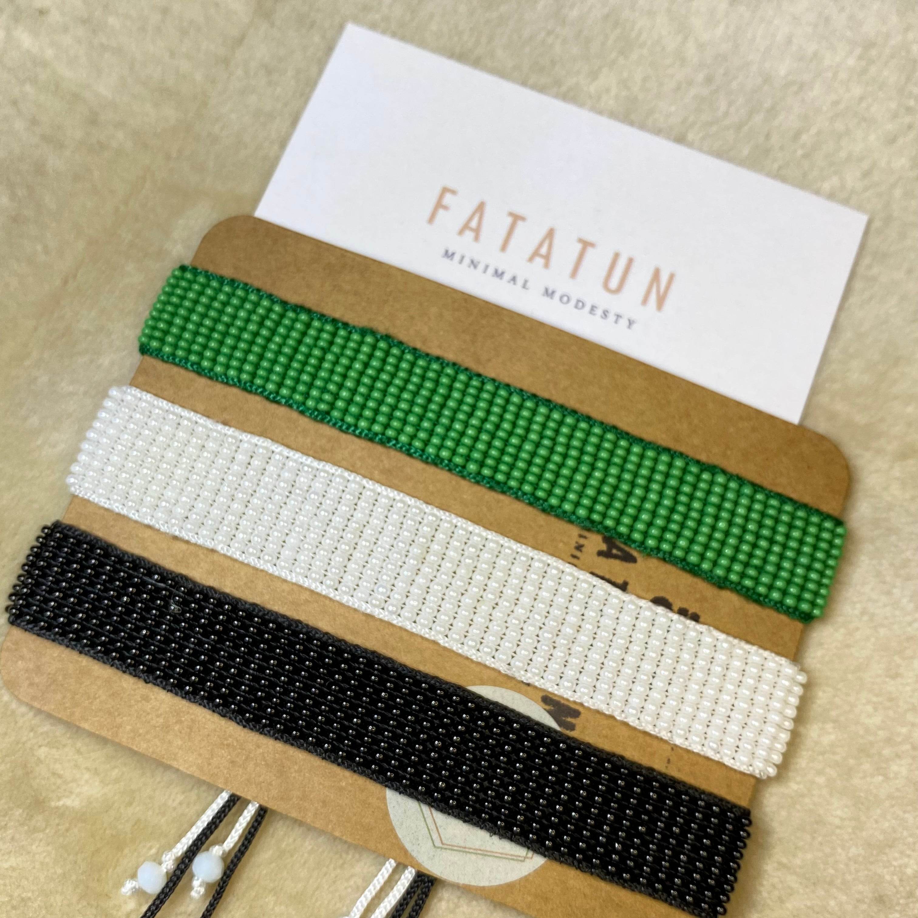 Loom Bracelet | Handmade Black green and White - Fatatun