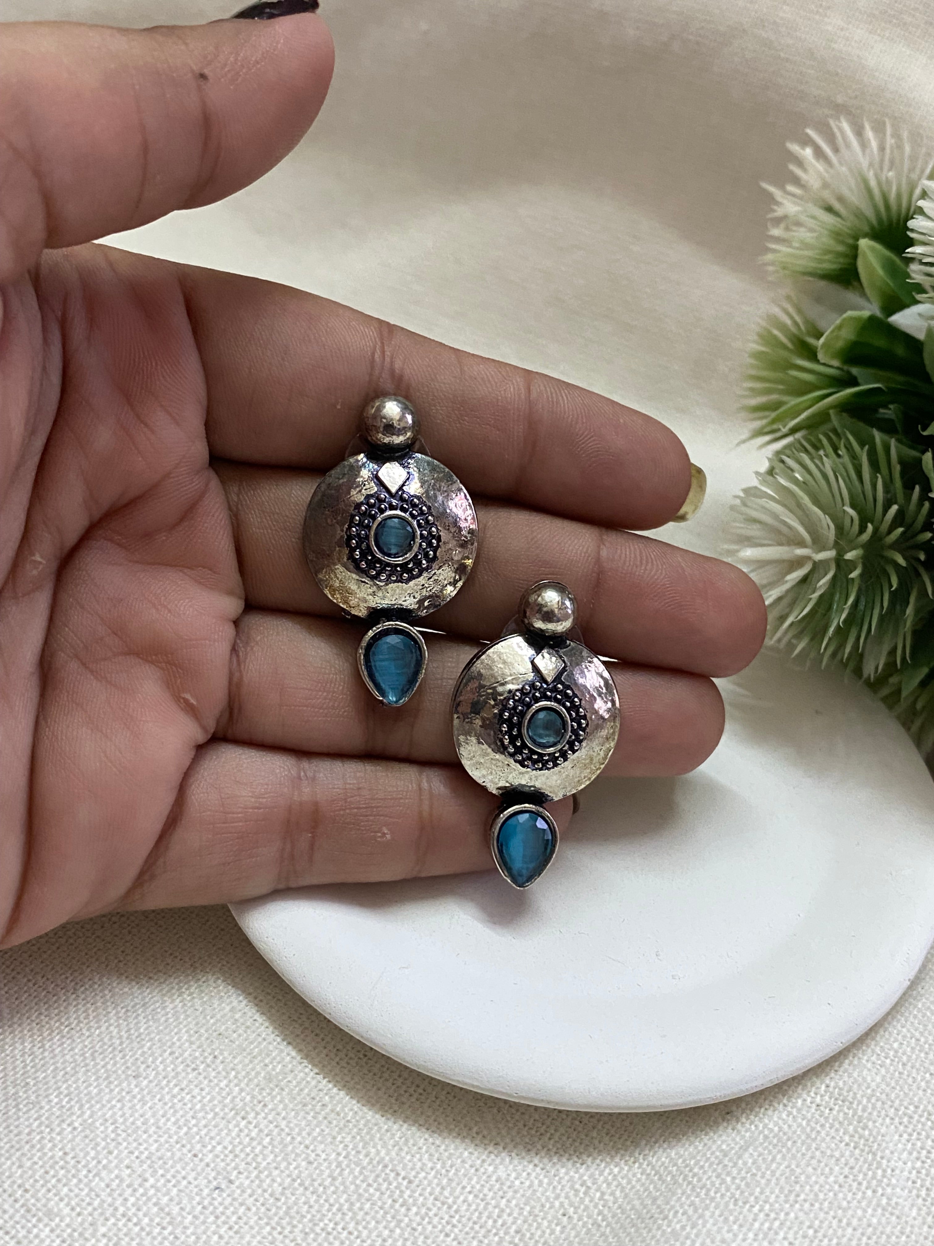 Unique minimal oxidise earrings