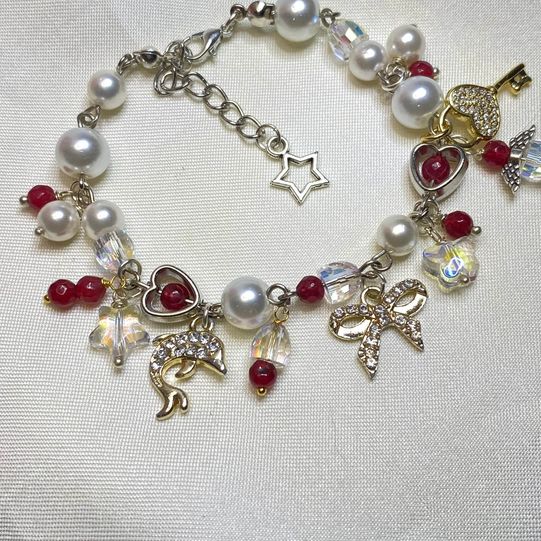 Premium Real stone & crystals with Charms Bracelet | Celestial Elegance fairy Design - Fatatun