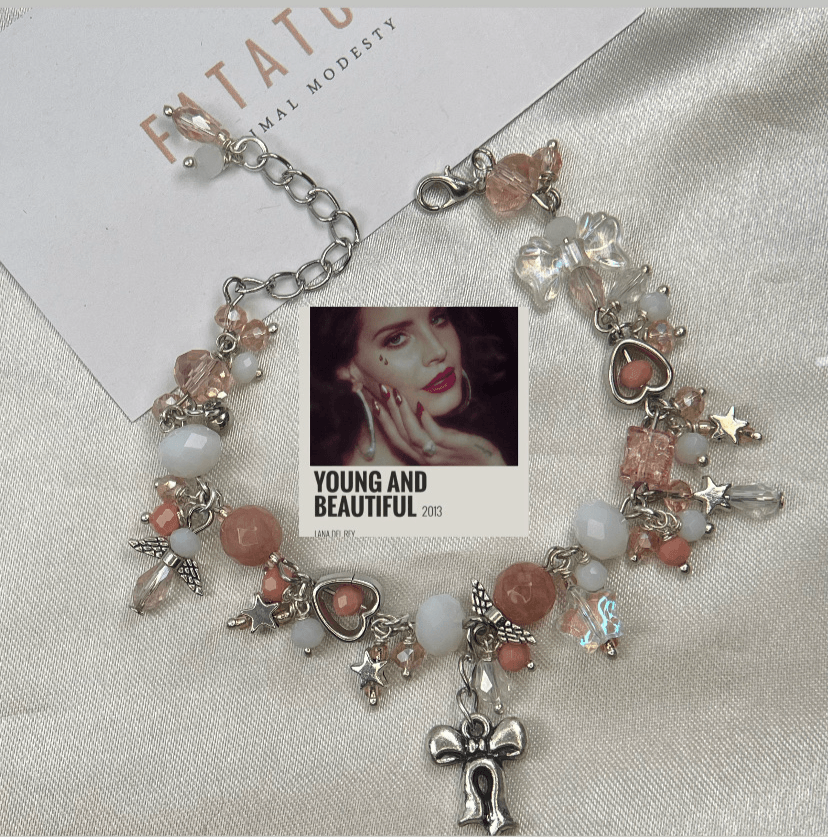 Peach and white blend Charm Bracelet - Fatatun