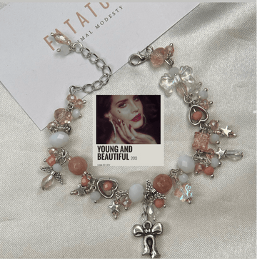 Peach and white blend Charm Bracelet - Fatatun