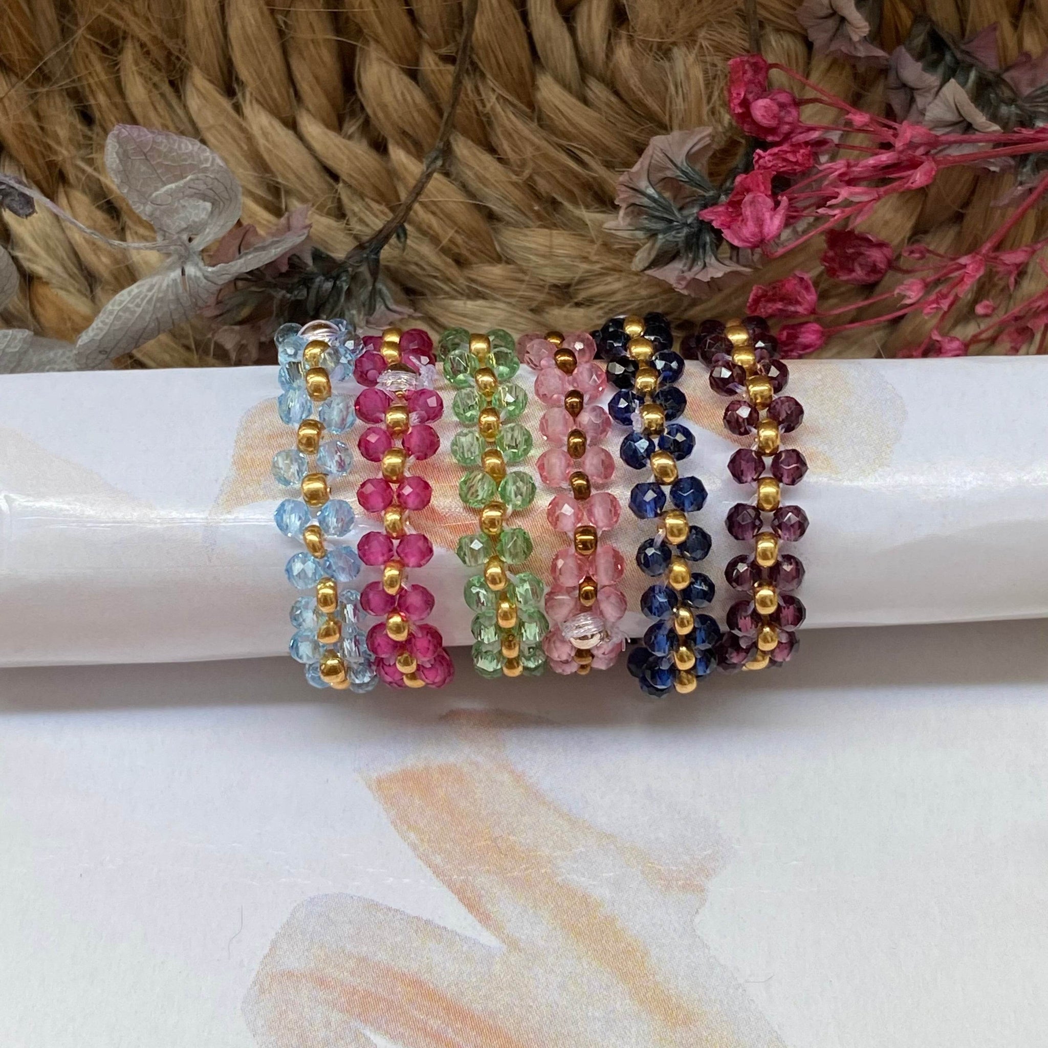 Crystal hydro bead rings set of 6 - Fatatun