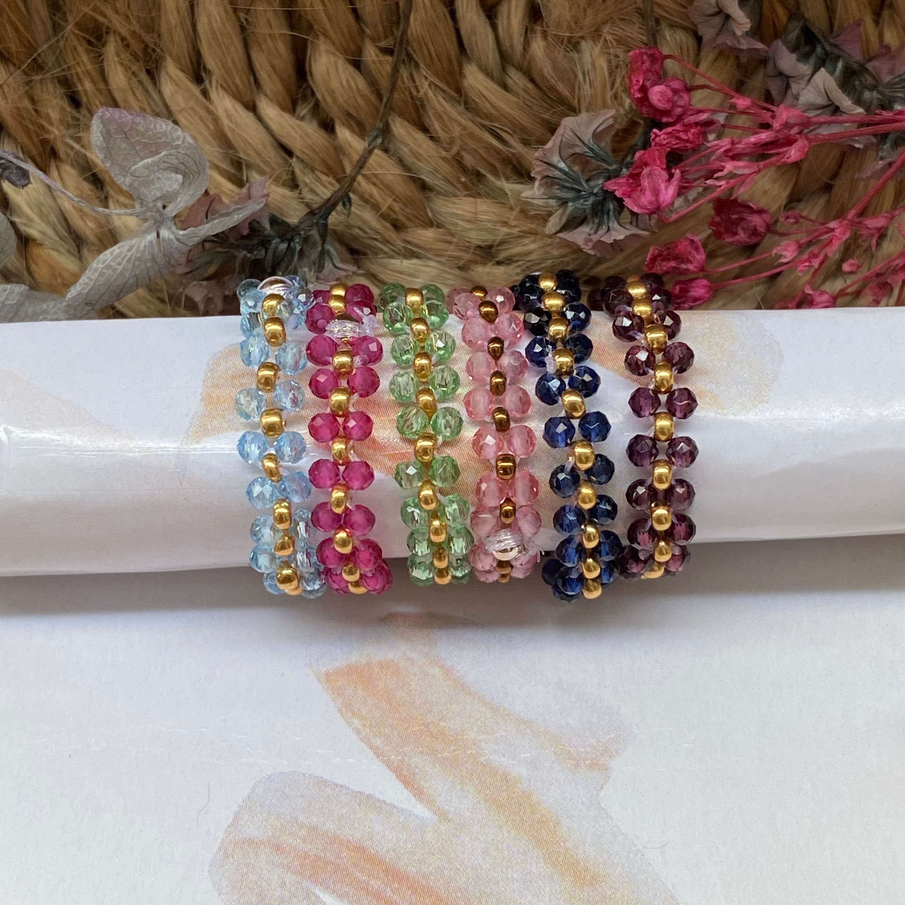 Crystal hydro bead rings set of 6 - Fatatun