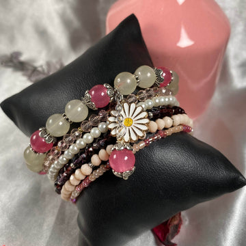 Stack bracelet set of 6 piece with charms - Fatatun