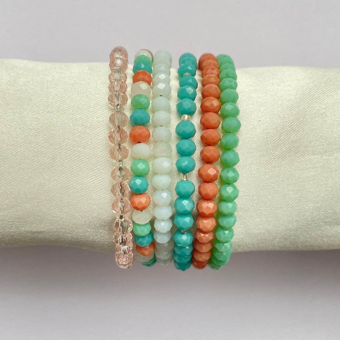 Crystal Rondella Stack bracelet set of 6 - Fatatun