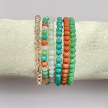 Crystal Rondella Stack bracelet set of 6 - Fatatun