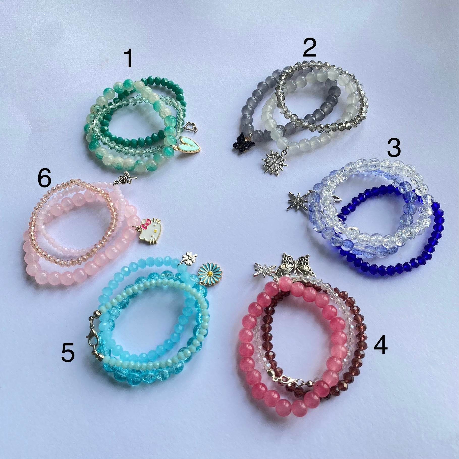 Stack Bracelets | Beaded Bracelet set of 3 with Charms - Fatatun