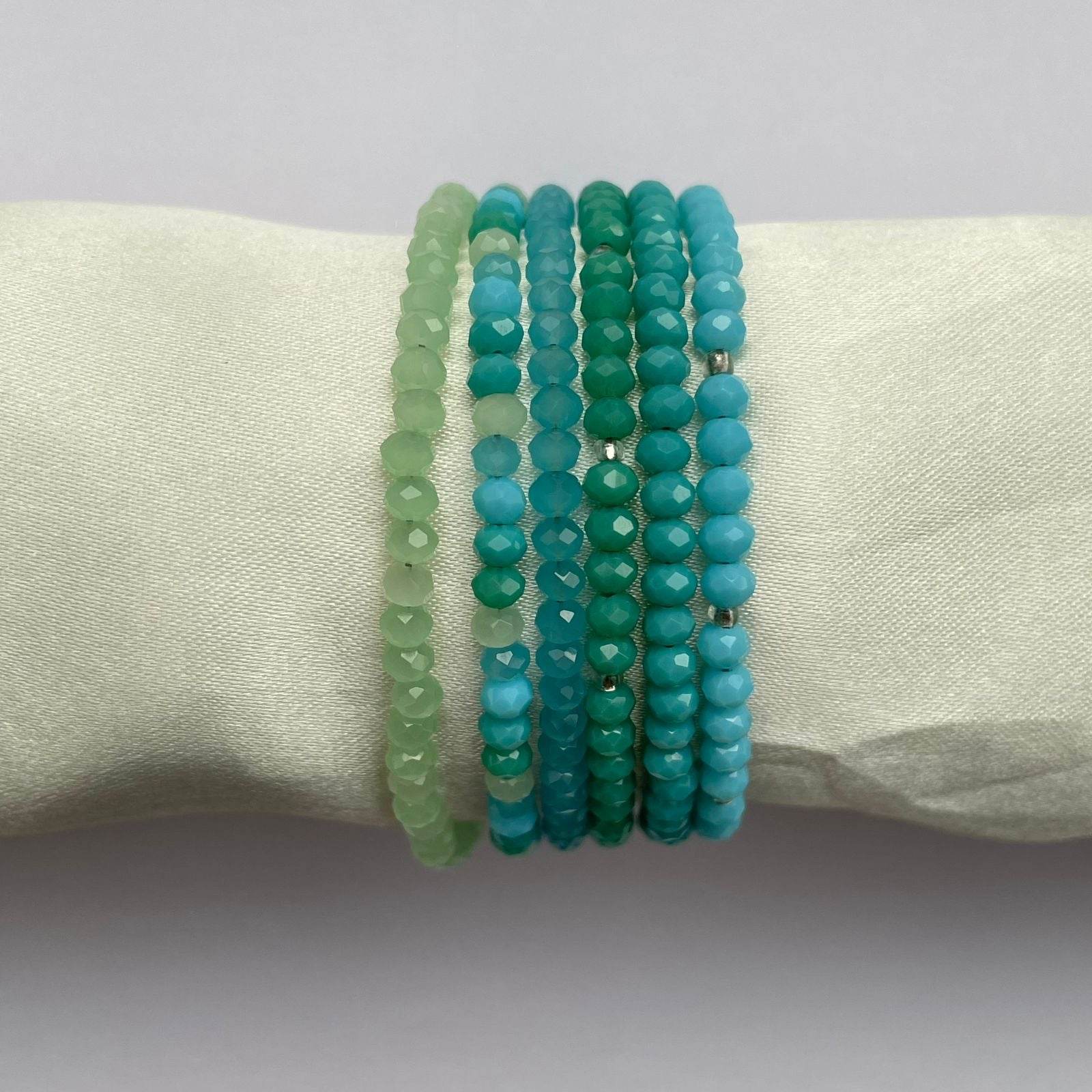 Crystal Rondella Stack bracelet Set of 6 - Fatatun