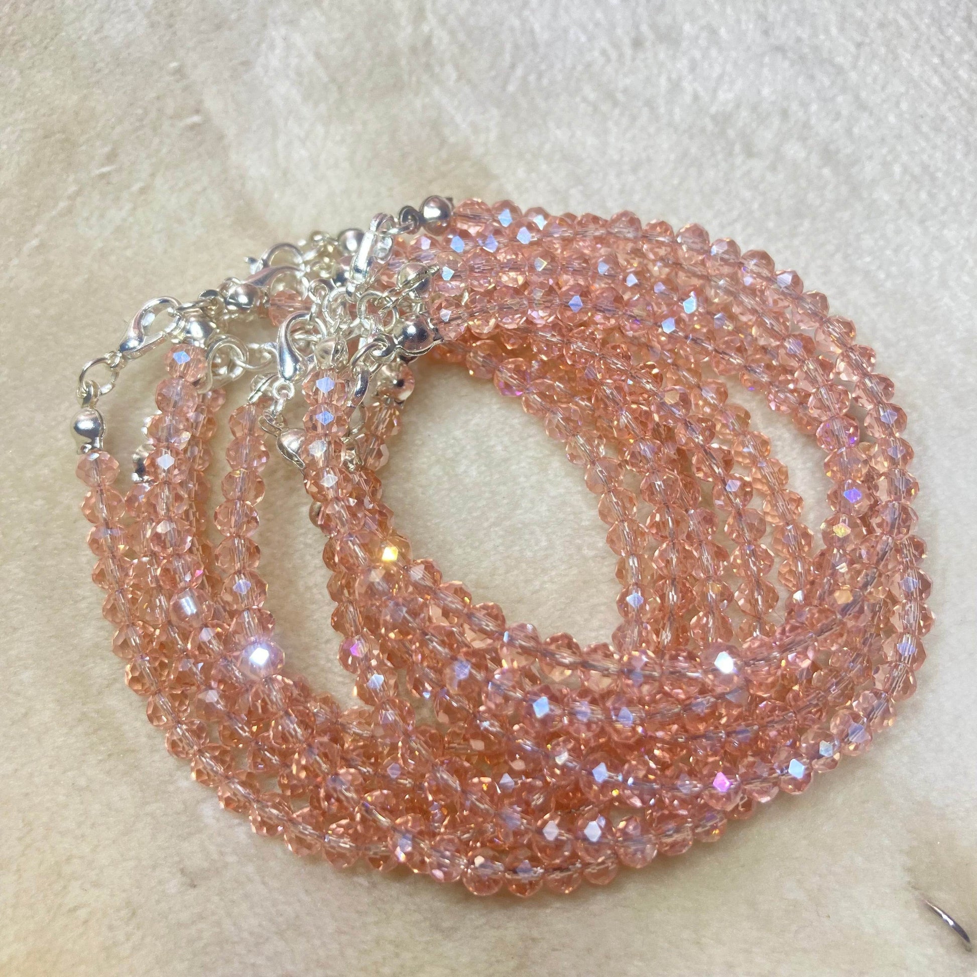 Crystal Bracelet peachy pink Shine (cost for each) - Fatatun