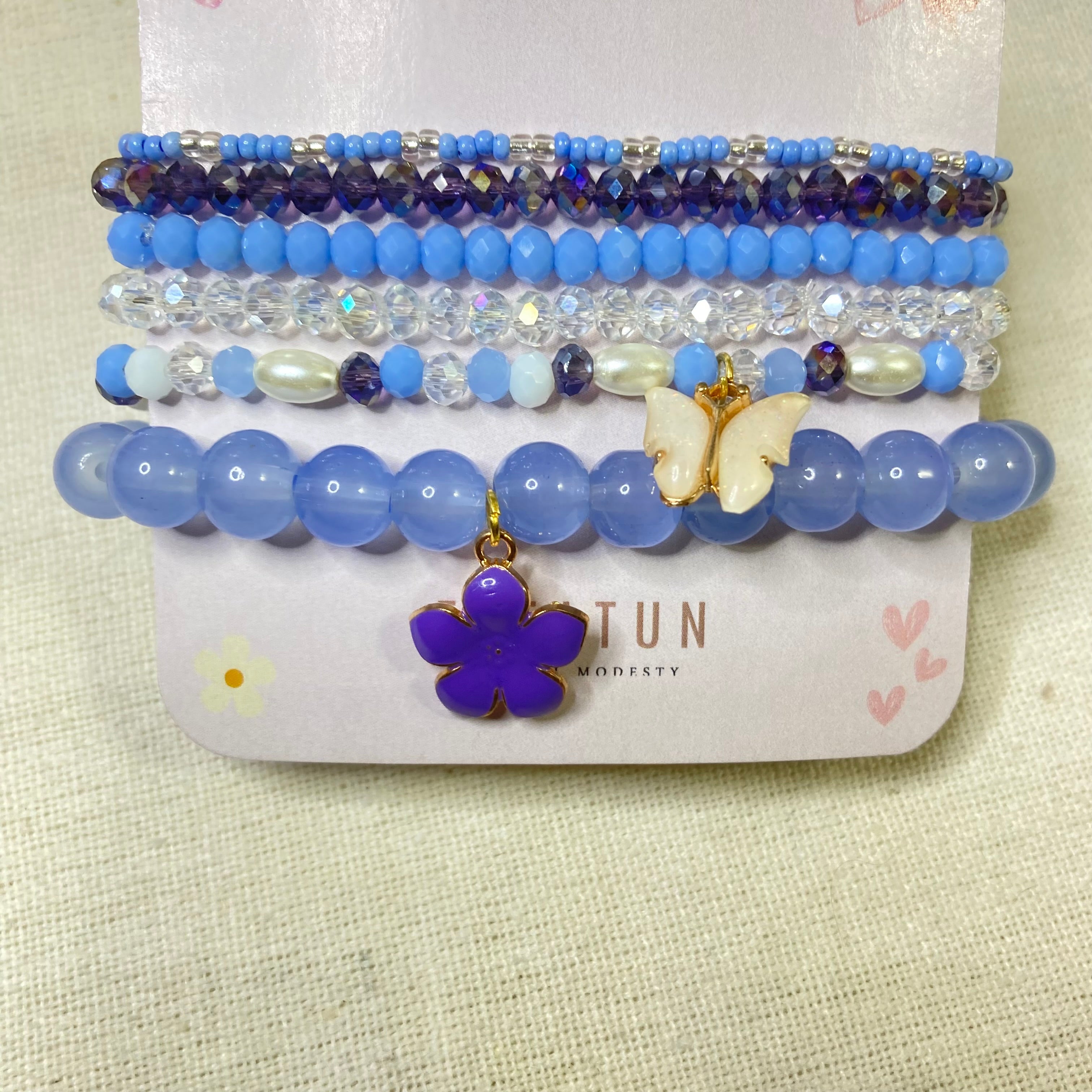 Stackable Bracelet with Charms set of 6 pieces