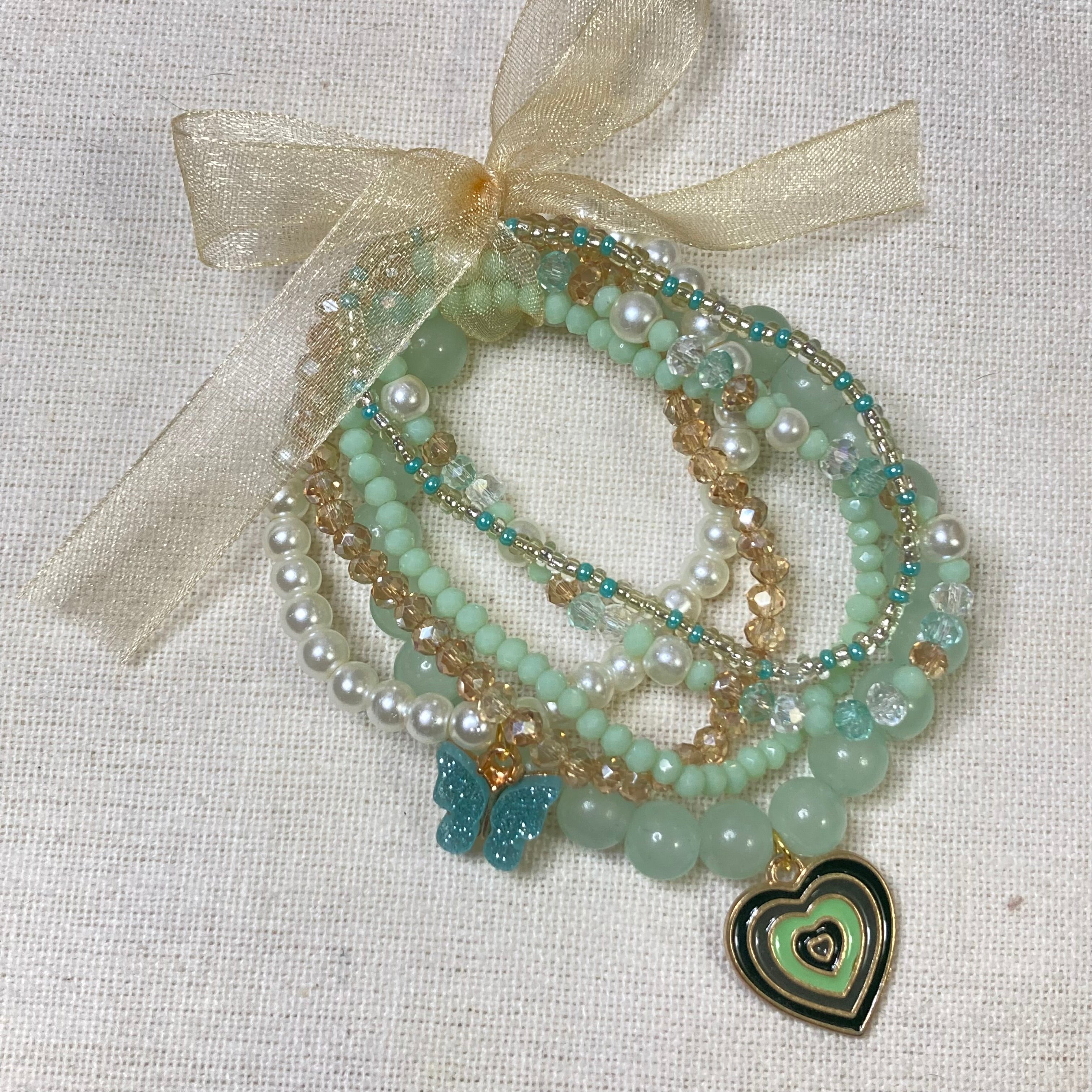 Stackable Bracelet with Charms set of 6 pieces