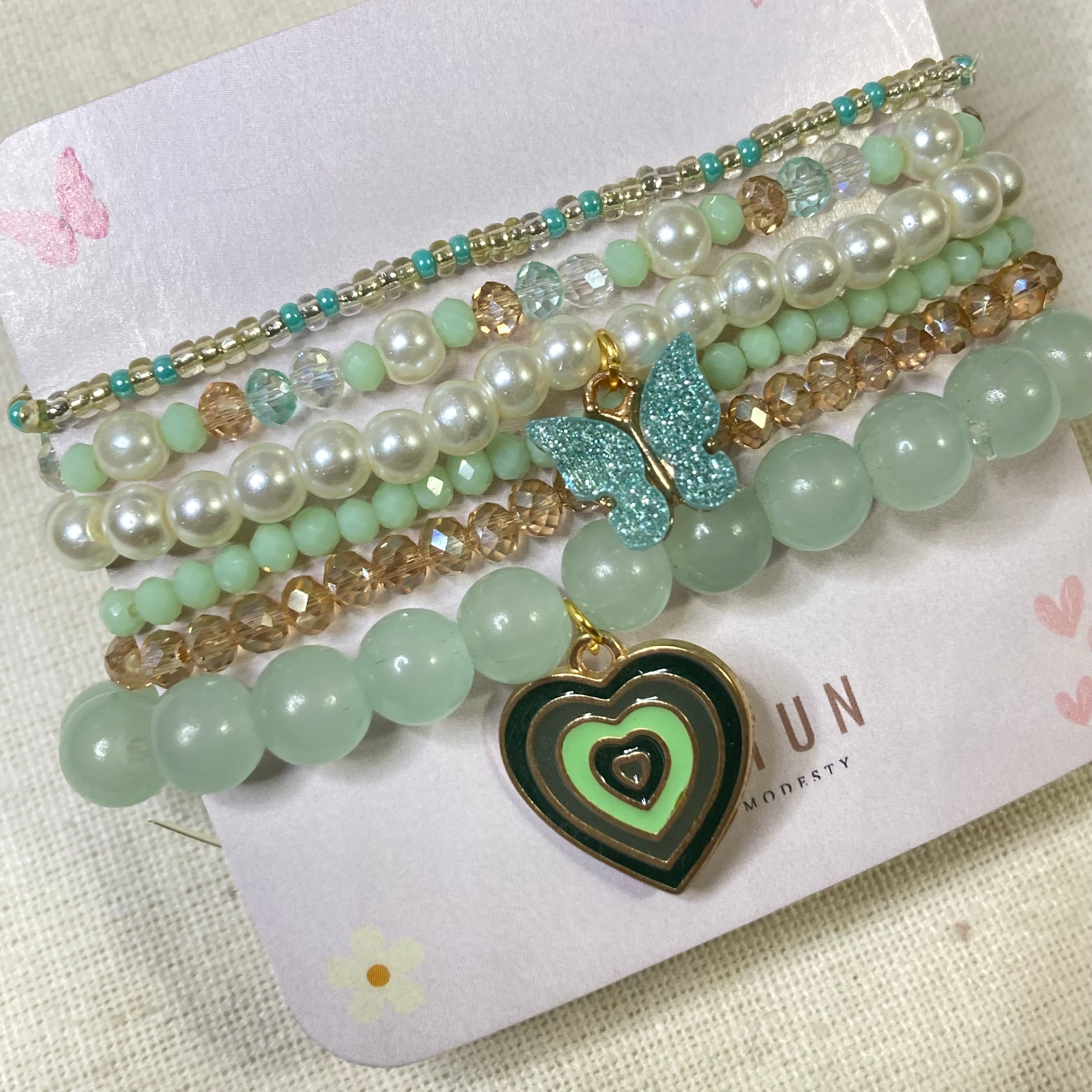 Stackable Bracelet with Charms set of 6 pieces