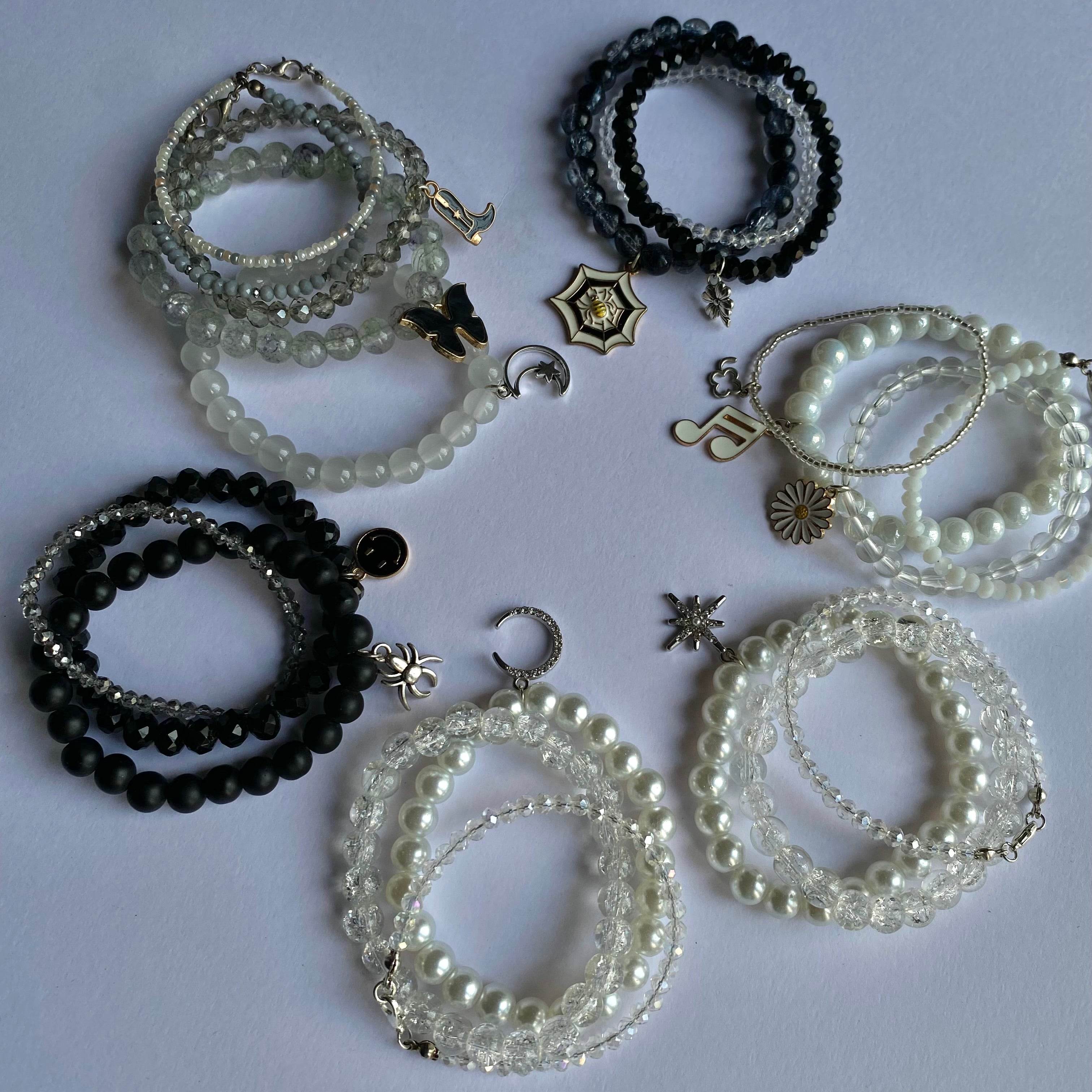 Stack Bracelets | Beaded Bracelet set of 3 with Charms - Fatatun