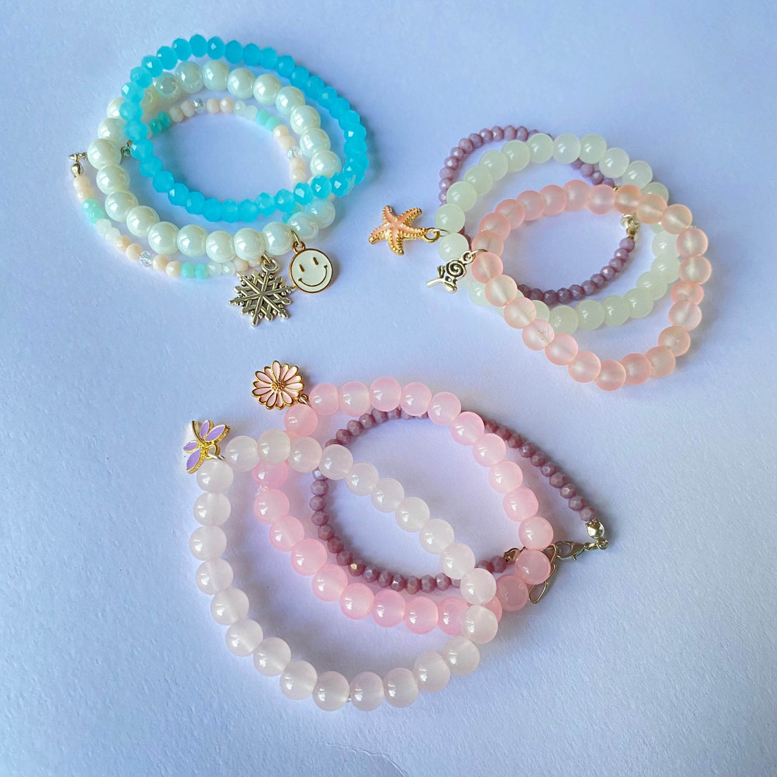 Stack Bracelets | Beaded Bracelet set of 3 with Charms - Fatatun