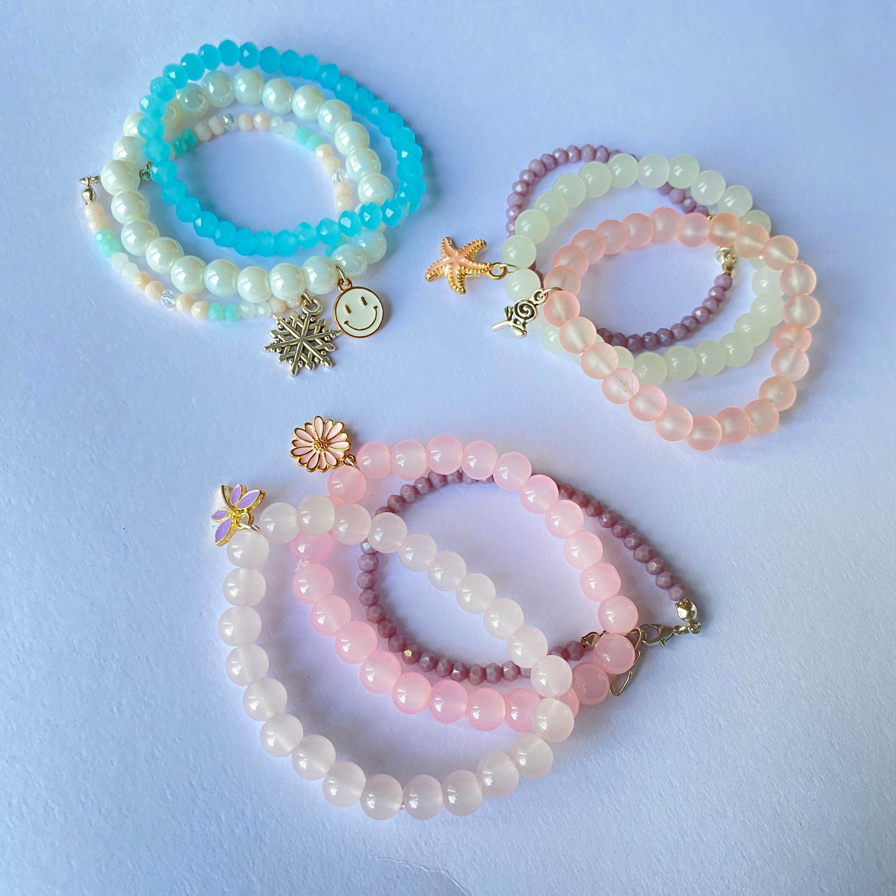 Stack Bracelets | Beaded Bracelet set of 3 with Charms - Fatatun