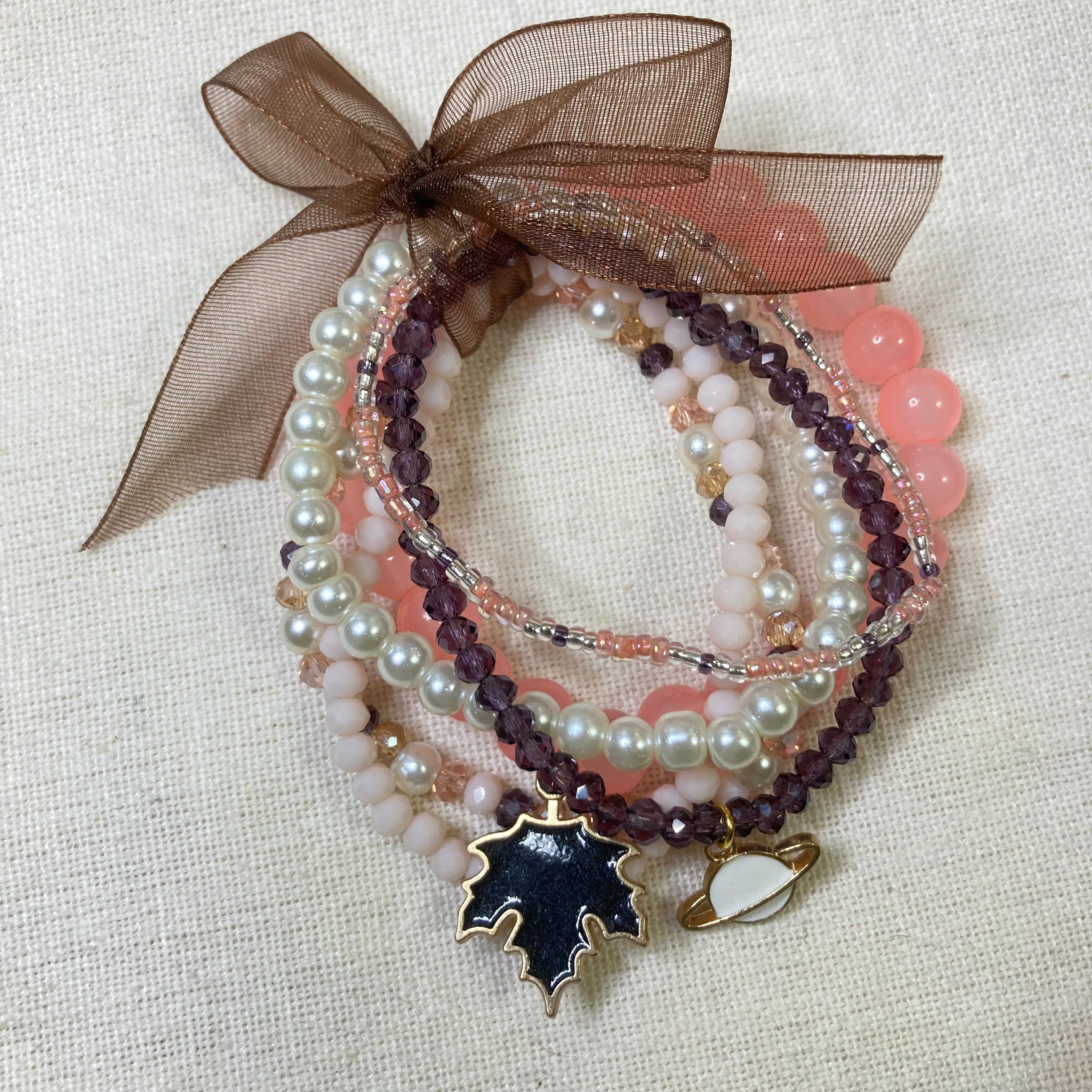 Stackable Bracelet with Charms set of 6 pieces