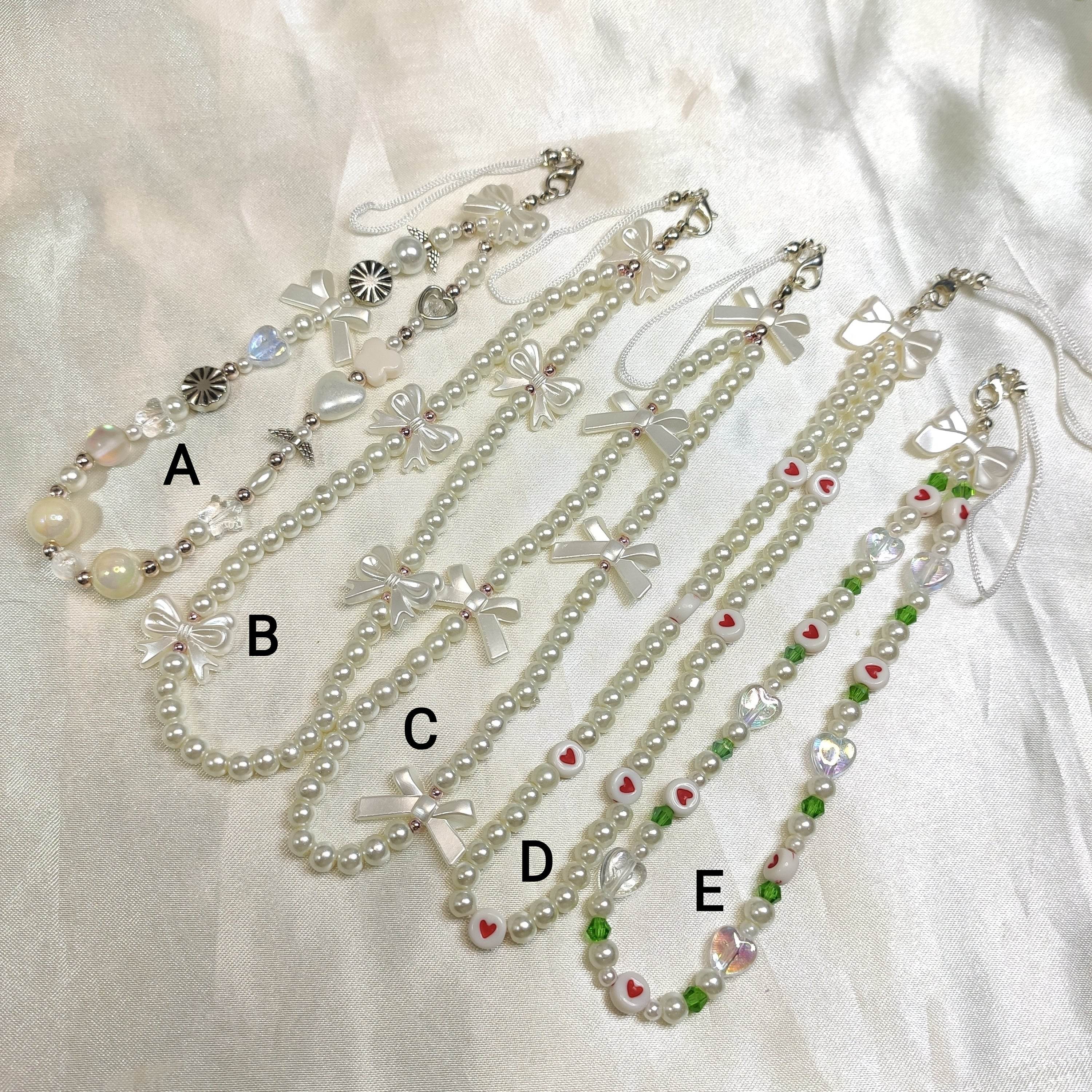 Phone charms Asthetic White pearl Series, Made with Quality Glass pearl - Fatatun