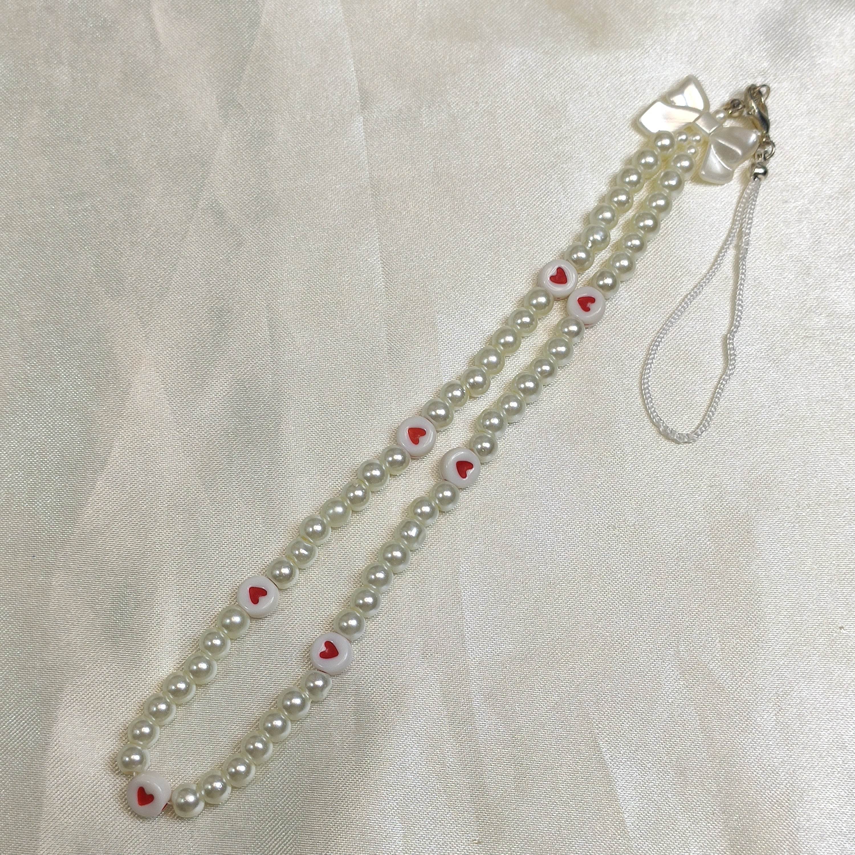 Phone charms Asthetic White pearl Series, Made with Quality Glass pearl - Fatatun