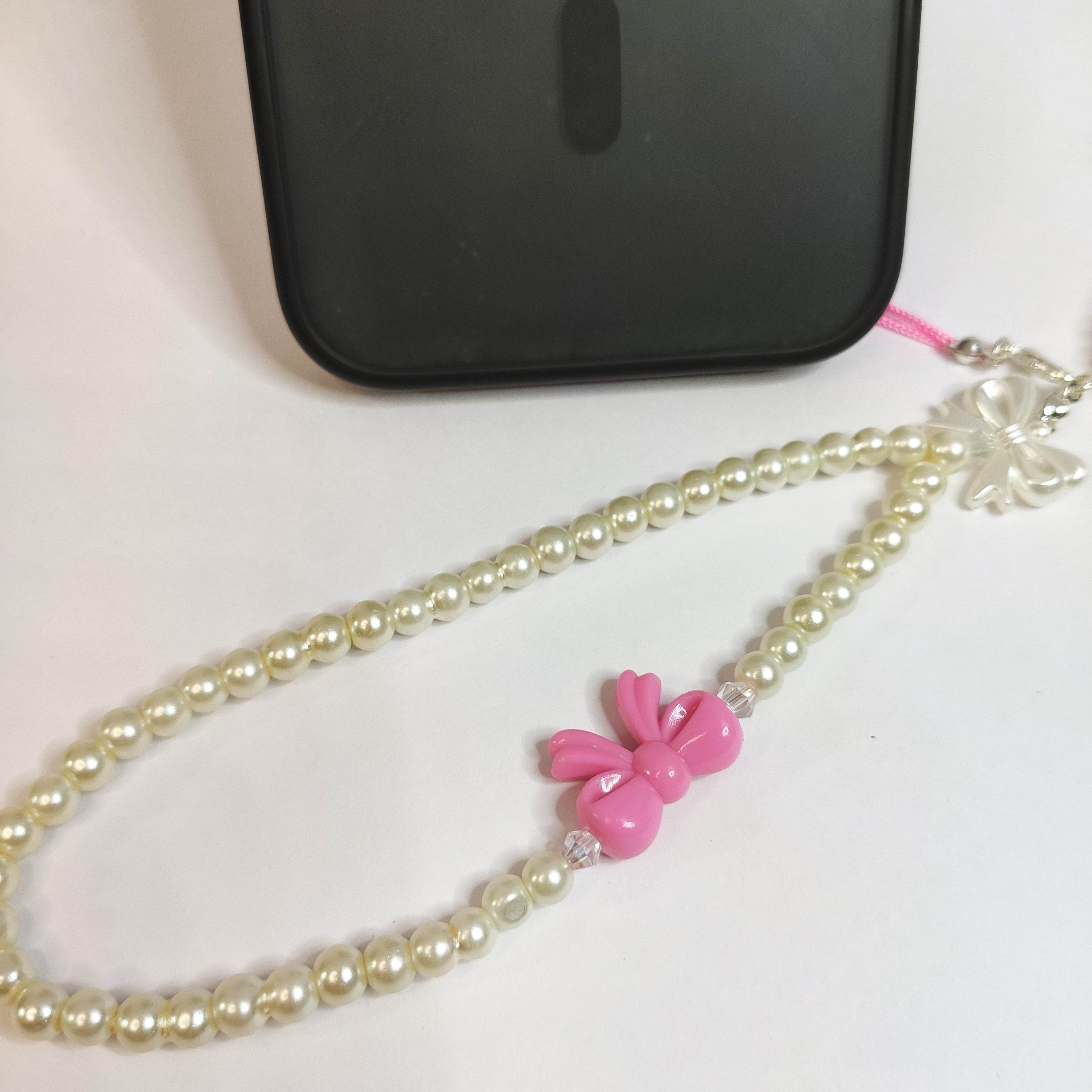 Phone Charms Pearl and Bow, Available in multi-color - Fatatun