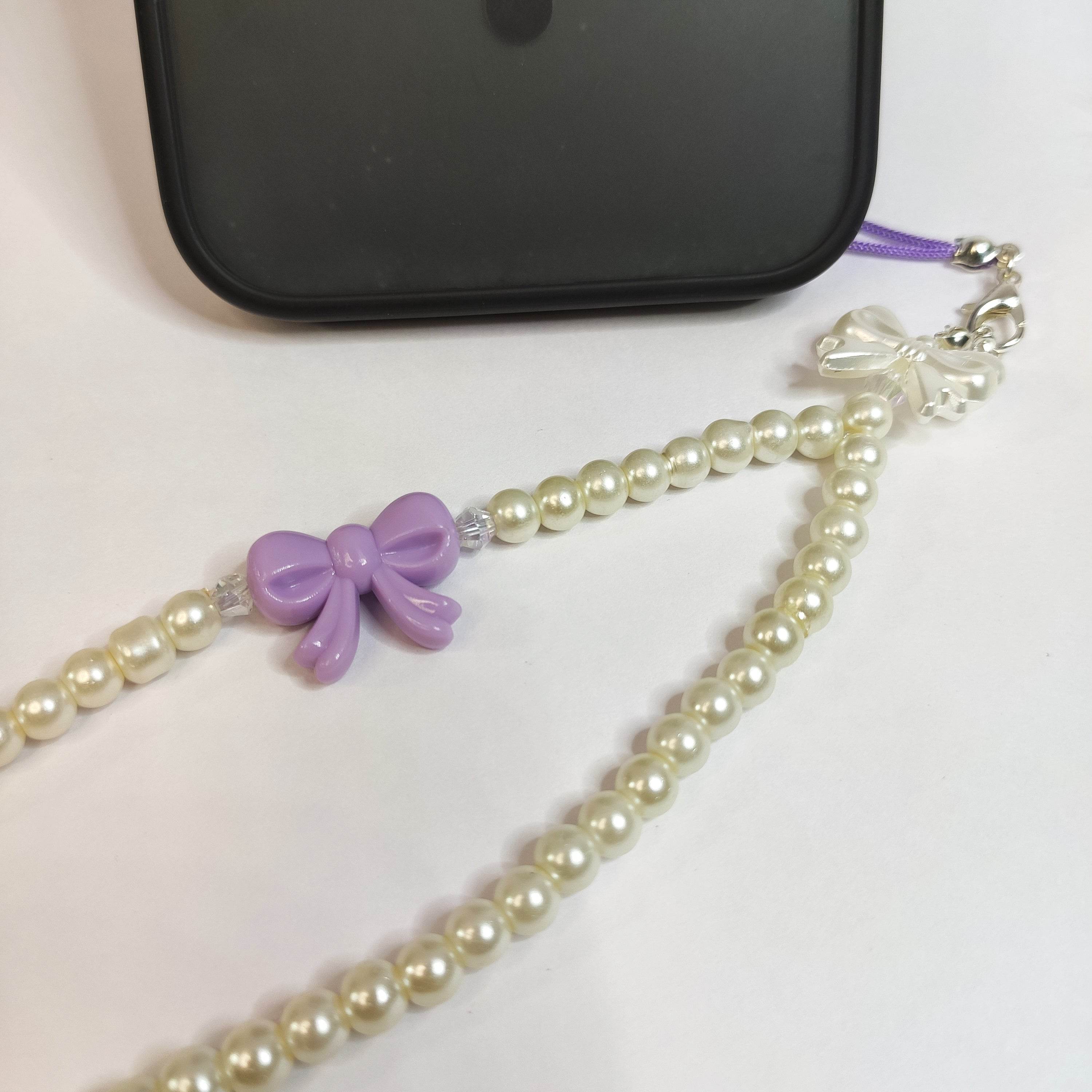 Phone Charms Pearl and Bow, Available in multi-color - Fatatun