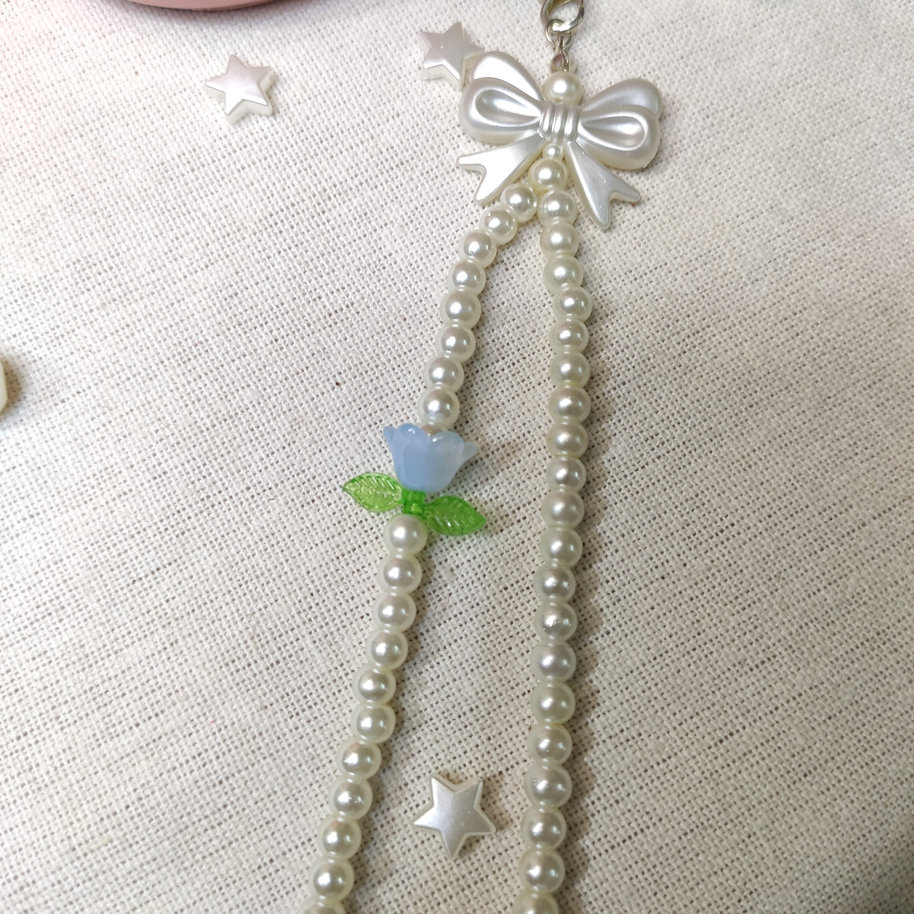 Aesthetic pearls & flower Phone Charms