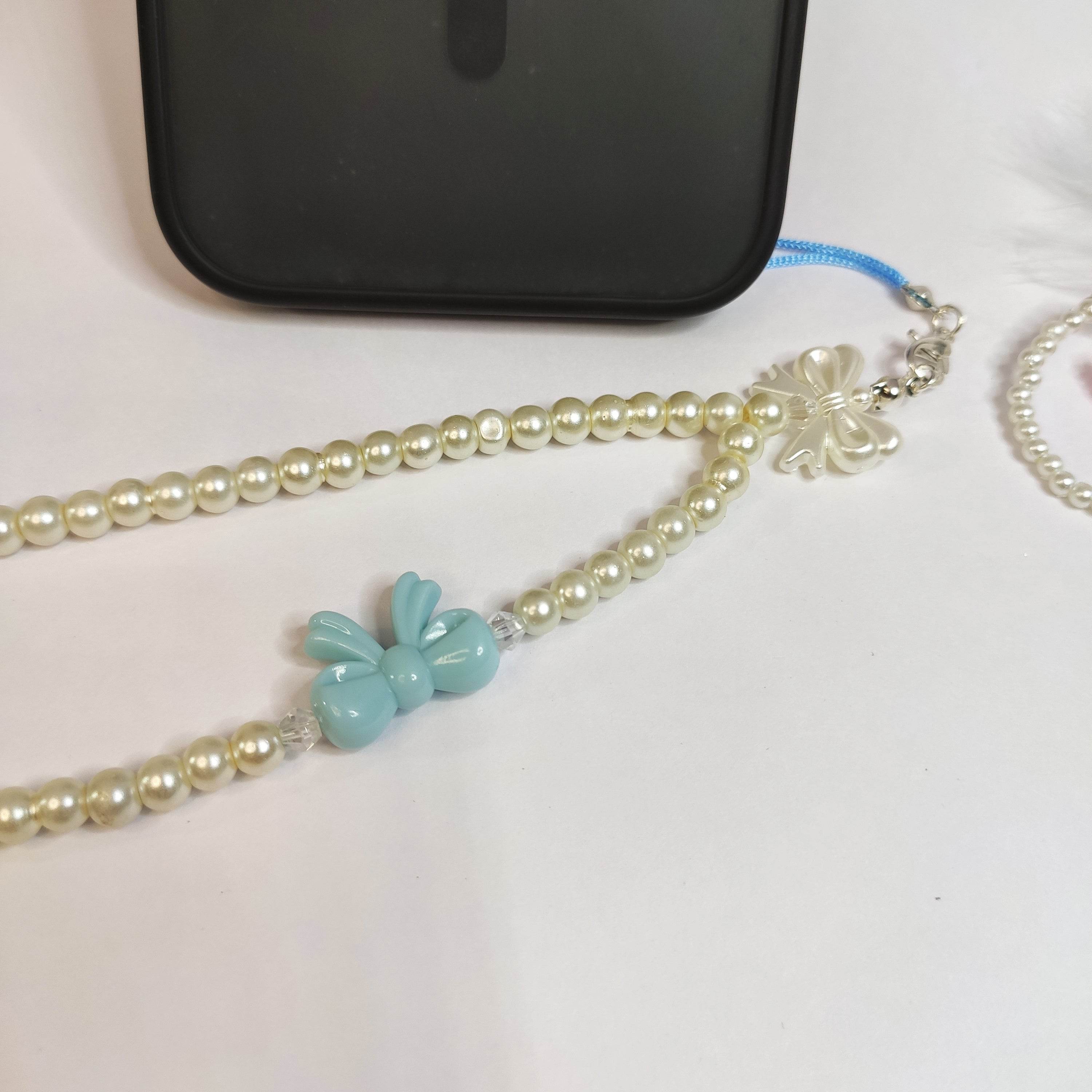 Phone Charms Pearl and Bow, Available in multi-color - Fatatun