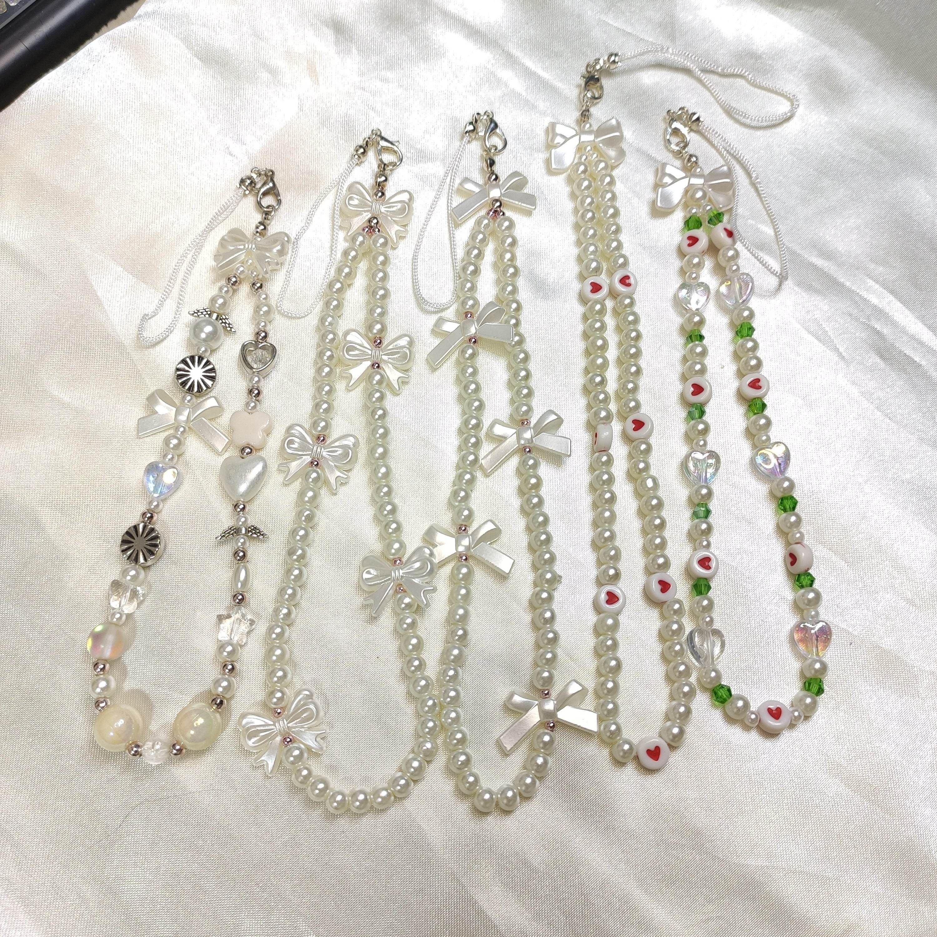 Phone charms Asthetic White pearl Series, Made with Quality Glass pearl - Fatatun