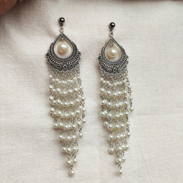 Pearl danglers earrings 5.5" length