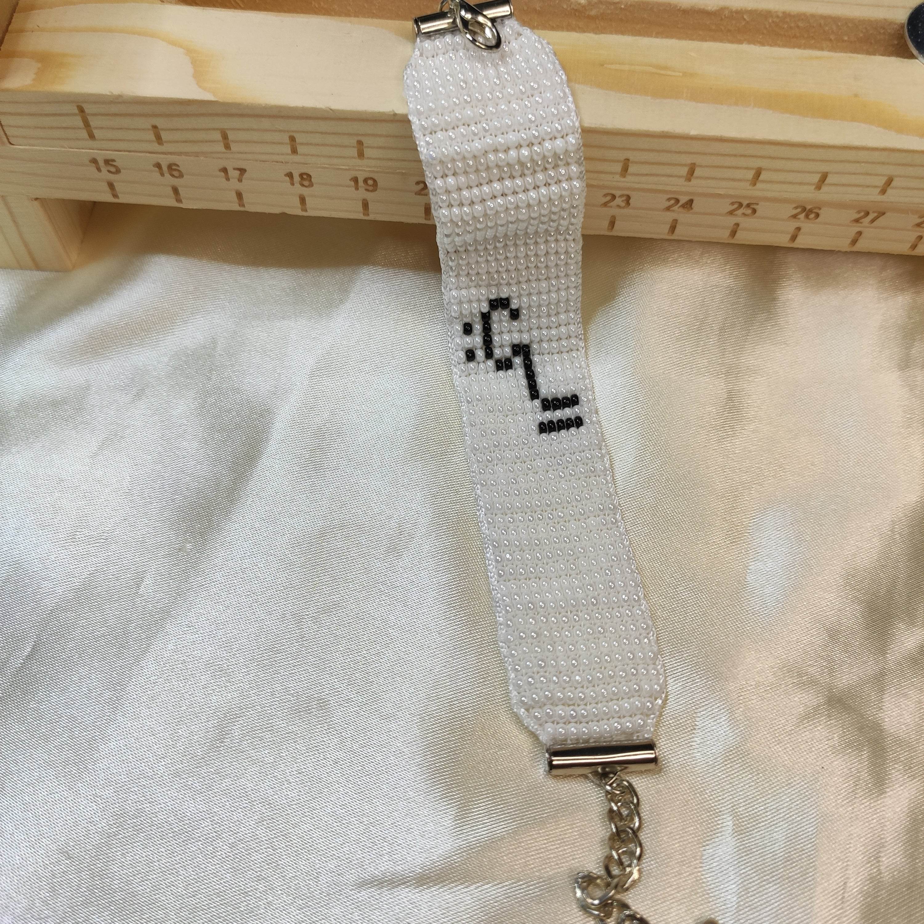 Beads Loom bracelet Name ALI white colour - Fatatun