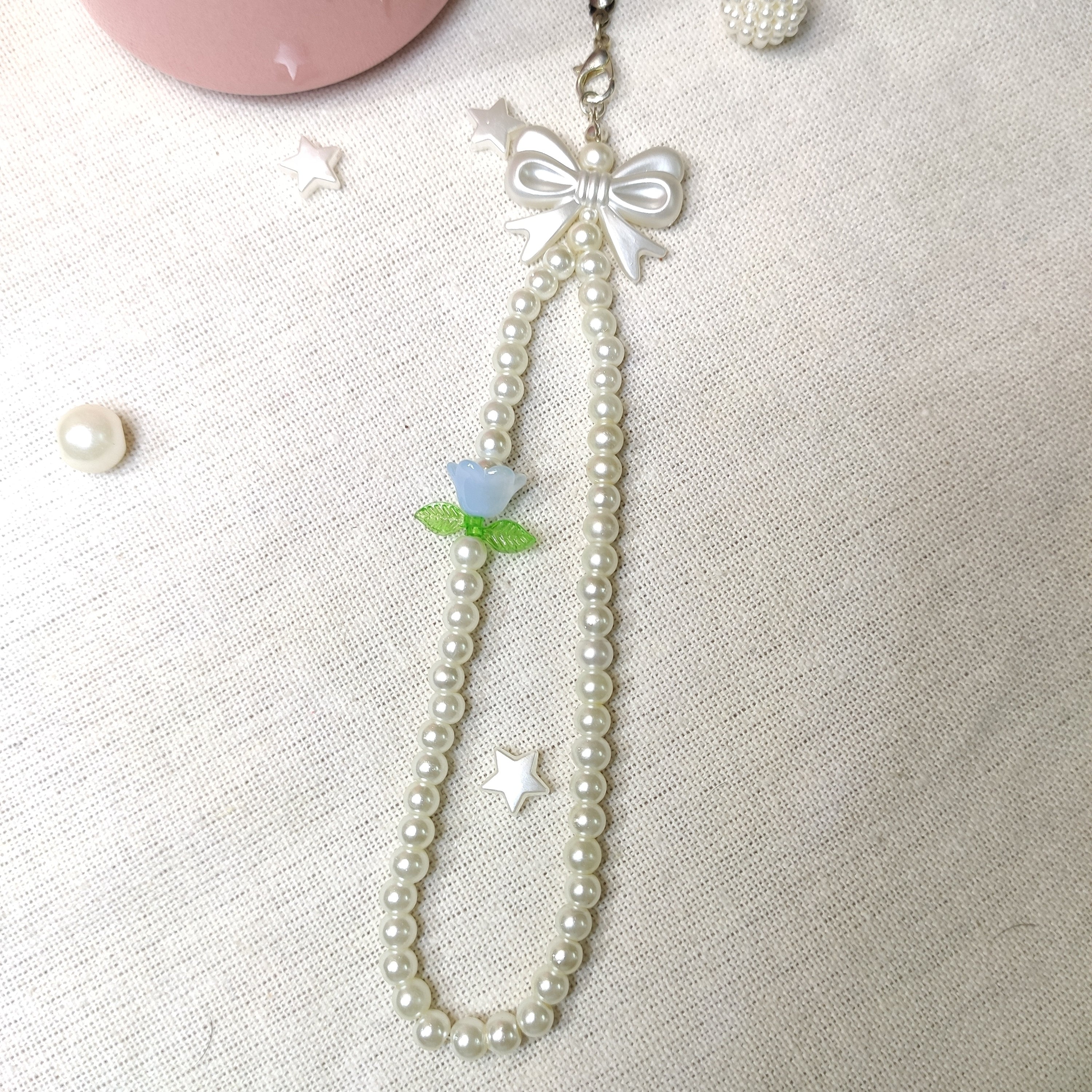 Aesthetic pearls & flower Phone Charms
