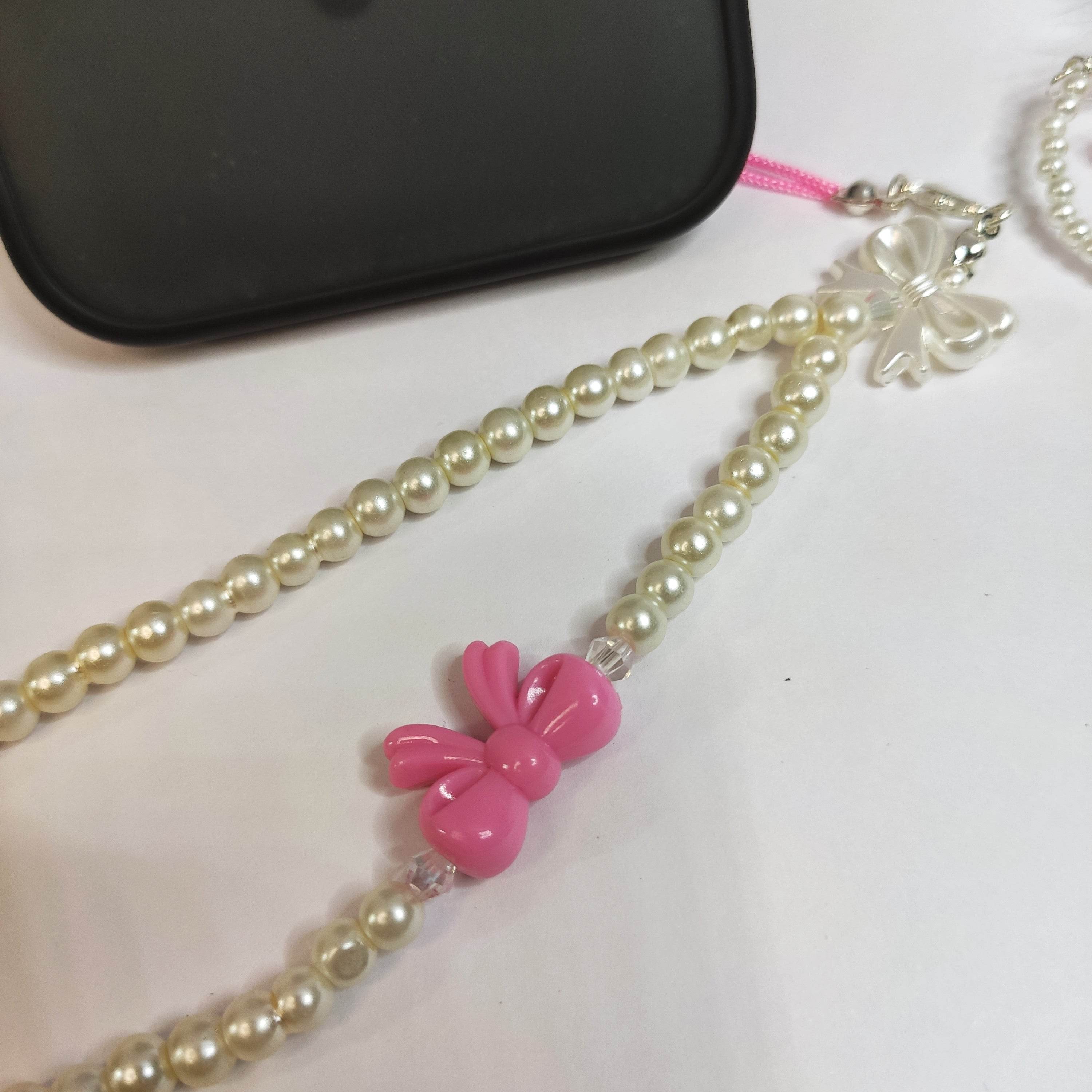 Phone Charms Pearl and Bow, Available in multi-color - Fatatun