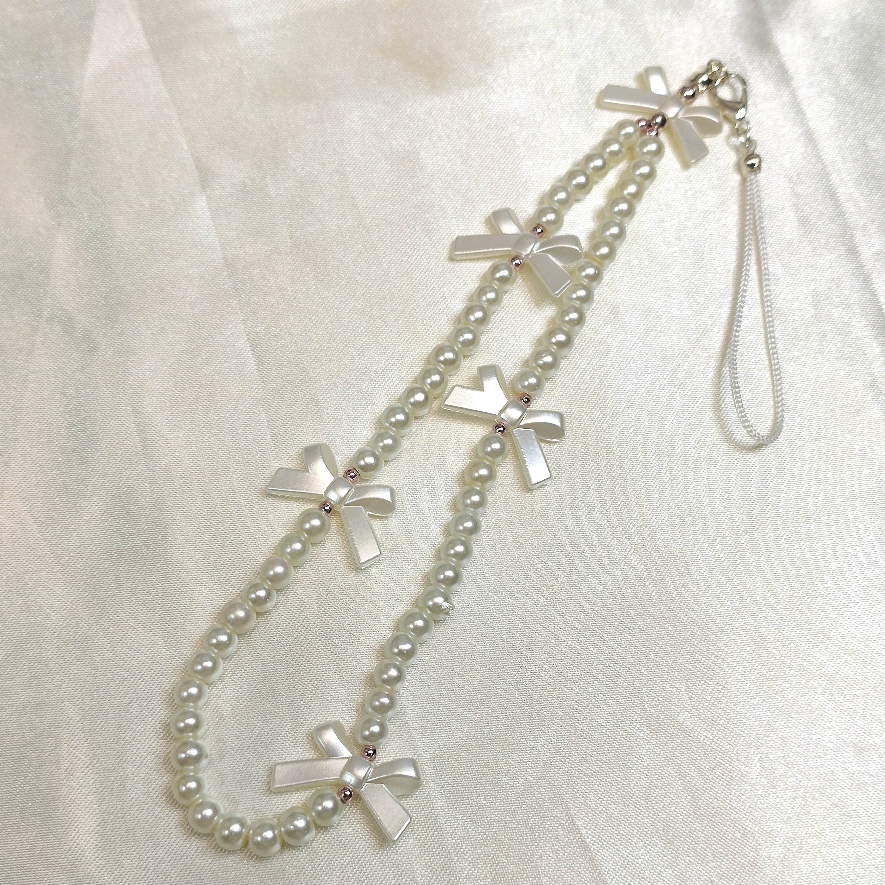 Phone charms Asthetic White pearl Series, Made with Quality Glass pearl - Fatatun